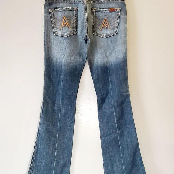 7 For All Mankind Blue Flare Jeans - Picture 6 of 12